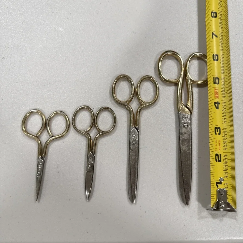 Germany Scissors Set of 4 Pairs Hallmarked‎ with Two Palm Trees Vintage 1950s